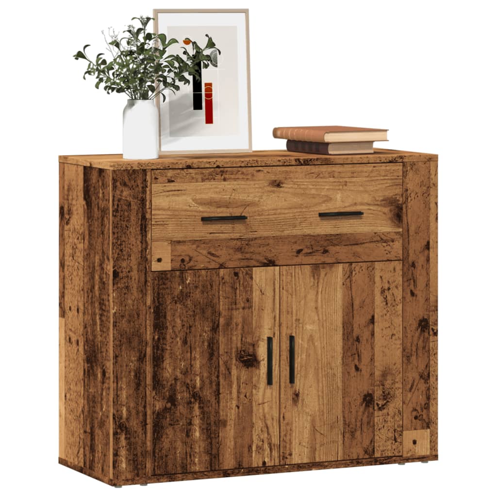 Dressoir 80x33x70 cm bewerkt hout oud houtkleurig is nu te koop bij PeponiXL, paradijselijk wonen!