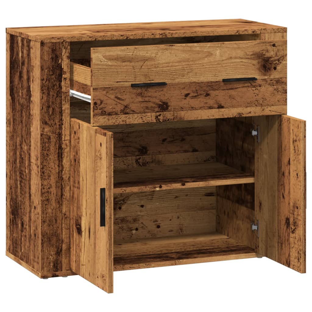 Dressoir 80x33x70 cm bewerkt hout oud houtkleurig is nu te koop bij PeponiXL, paradijselijk wonen!