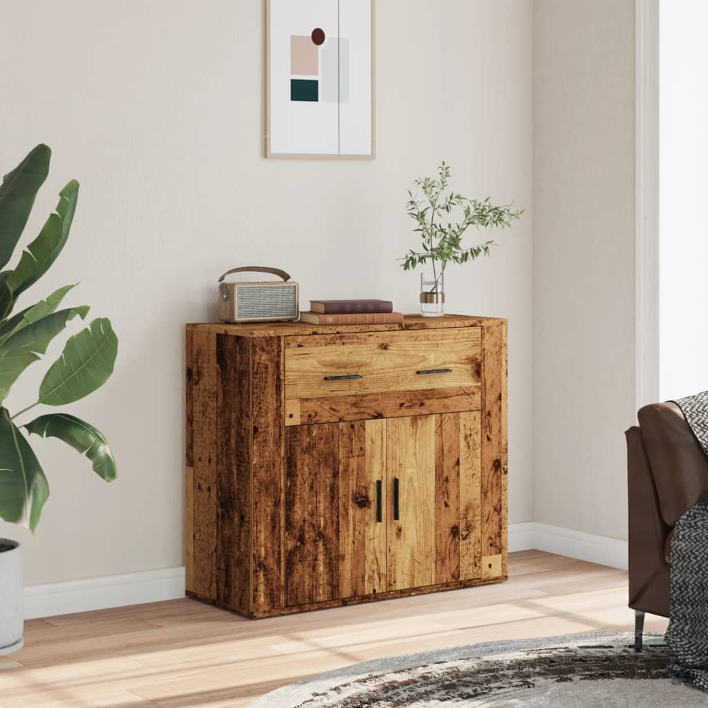Dressoir 80x33x70 cm bewerkt hout oud houtkleurig is nu te koop bij PeponiXL, paradijselijk wonen!
