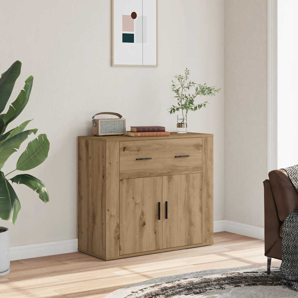Dressoir 80x33x70 cm bewerkt hout artisanaal eikenkleurig is nu te koop bij PeponiXL, paradijselijk wonen!