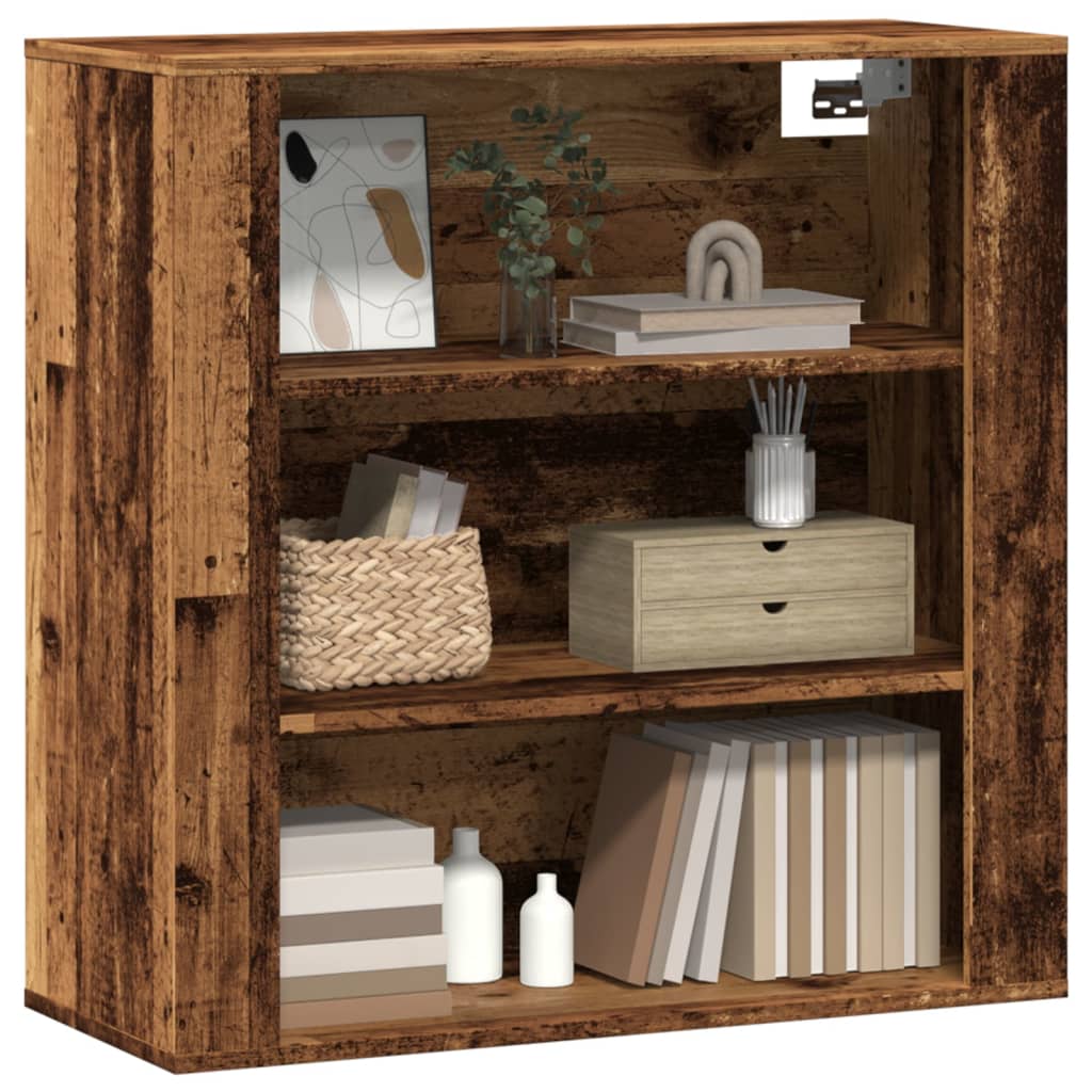 Wandkast 80x33x80 cm bewerkt hout oud houtkleurig is nu te koop bij PeponiXL, paradijselijk wonen!