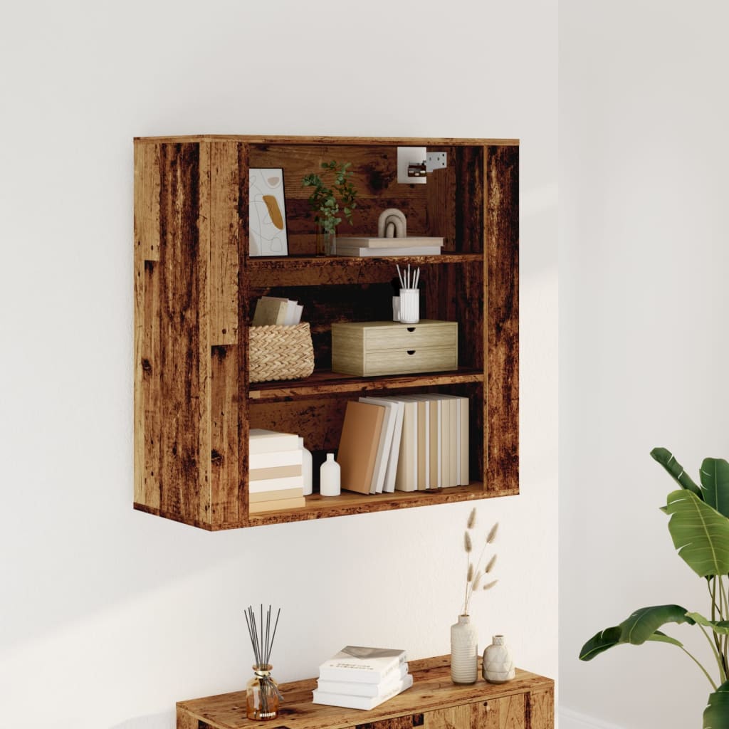 Wandkast 80x33x80 cm bewerkt hout oud houtkleurig is nu te koop bij PeponiXL, paradijselijk wonen!