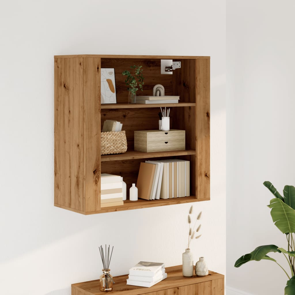 Wandkast 80x33x80 cm bewerkt hout artisanaal eikenkleur is nu te koop bij PeponiXL, paradijselijk wonen!