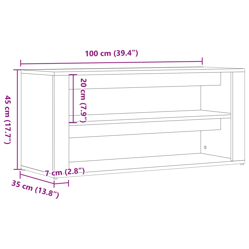 Schoenenbankje 100x35x45 cm bewerkt hout artisanaal eikenkleur is nu te koop bij PeponiXL, paradijselijk wonen!