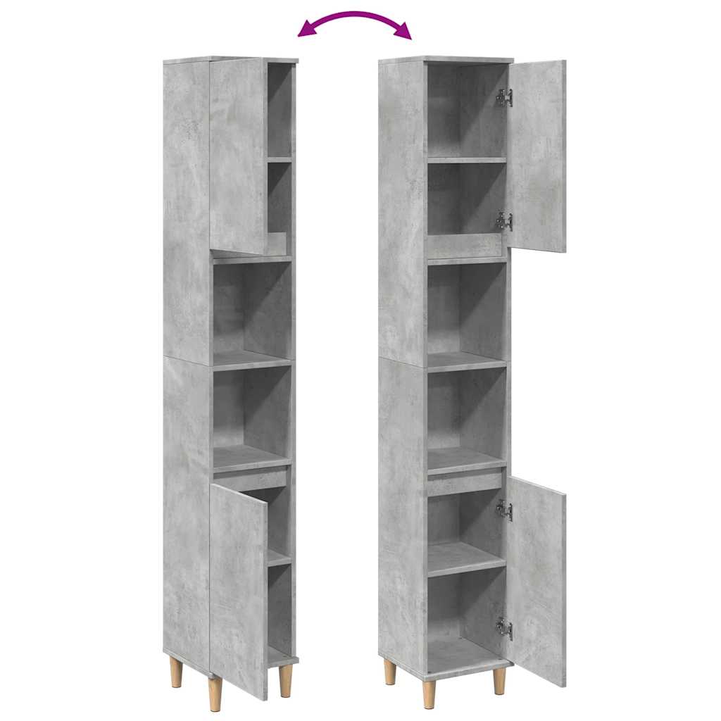 Badkamerkast 30x30x190 cm bewerkt hout betongrijs is nu te koop bij PeponiXL, paradijselijk wonen!