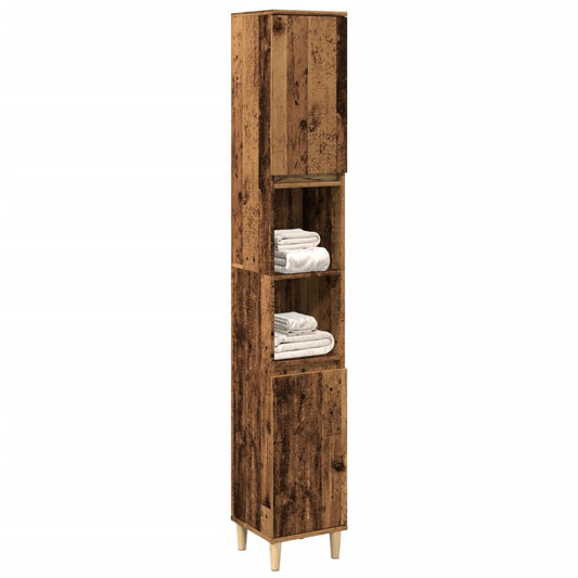 Badkamerkast 30x30x190 cm bewerkt hout oud houtkleurig is nu te koop bij PeponiXL, paradijselijk wonen!