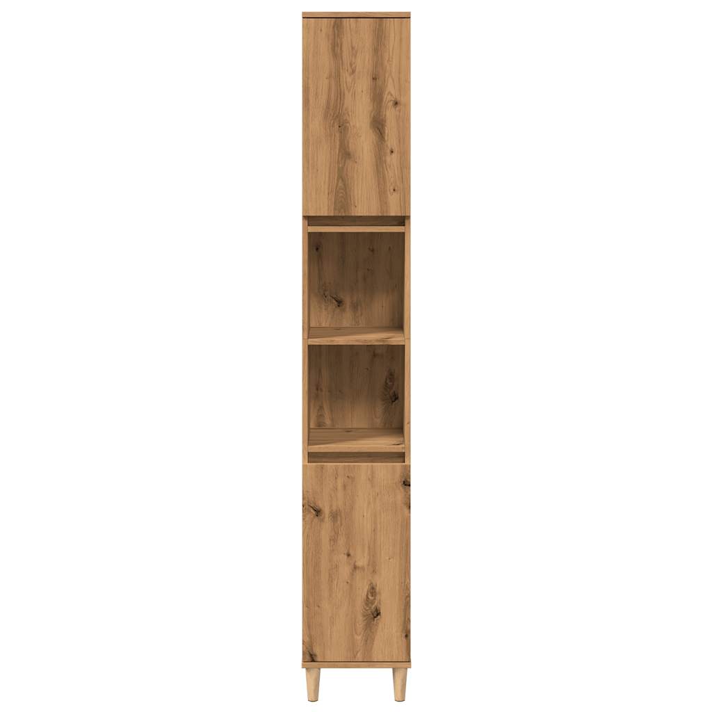 Badkamerkast 30x30x190 cm bewerkt hout artisanaal eikenkleurig is nu te koop bij PeponiXL, paradijselijk wonen!