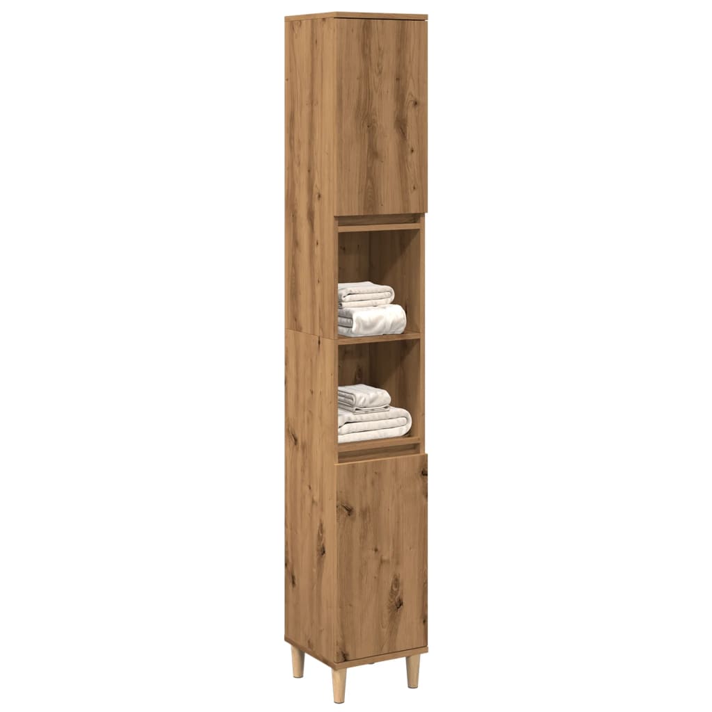 Badkamerkast 30x30x190 cm bewerkt hout artisanaal eikenkleurig is nu te koop bij PeponiXL, paradijselijk wonen!