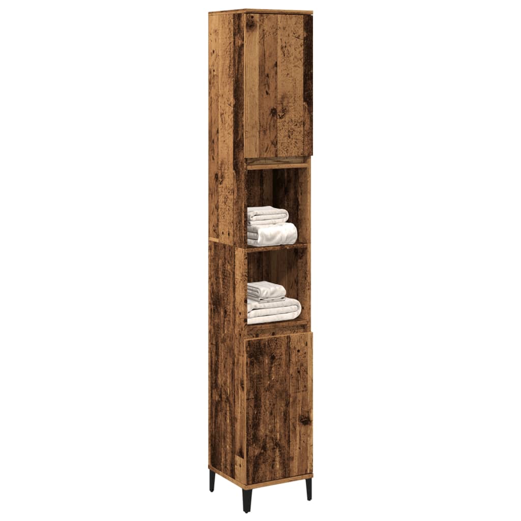 Badkamerkast 30x30x190 cm bewerkt hout oud houtkleurig is nu te koop bij PeponiXL, paradijselijk wonen!