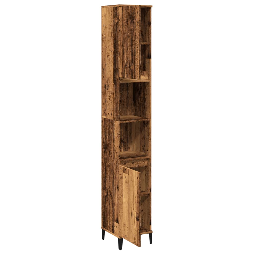 Badkamerkast 30x30x190 cm bewerkt hout oud houtkleurig is nu te koop bij PeponiXL, paradijselijk wonen!