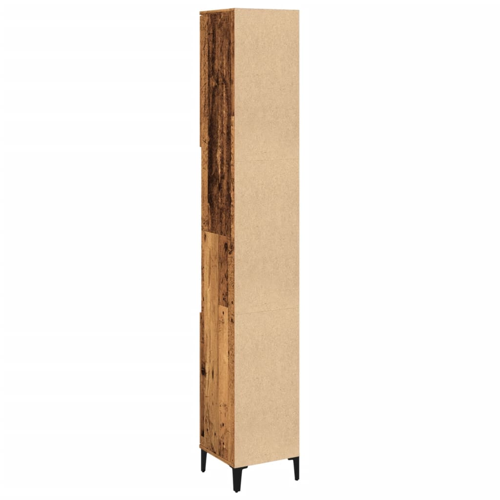Badkamerkast 30x30x190 cm bewerkt hout oud houtkleurig is nu te koop bij PeponiXL, paradijselijk wonen!