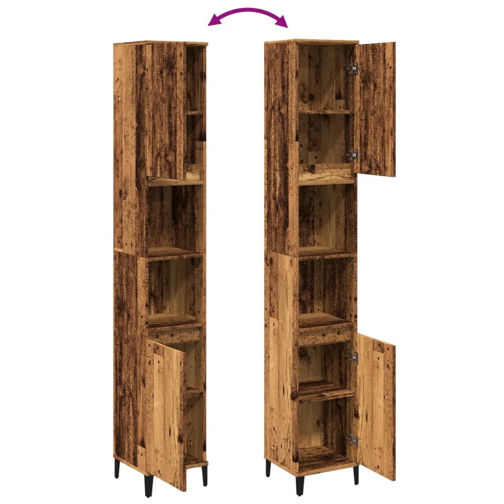 Badkamerkast 30x30x190 cm bewerkt hout oud houtkleurig is nu te koop bij PeponiXL, paradijselijk wonen!