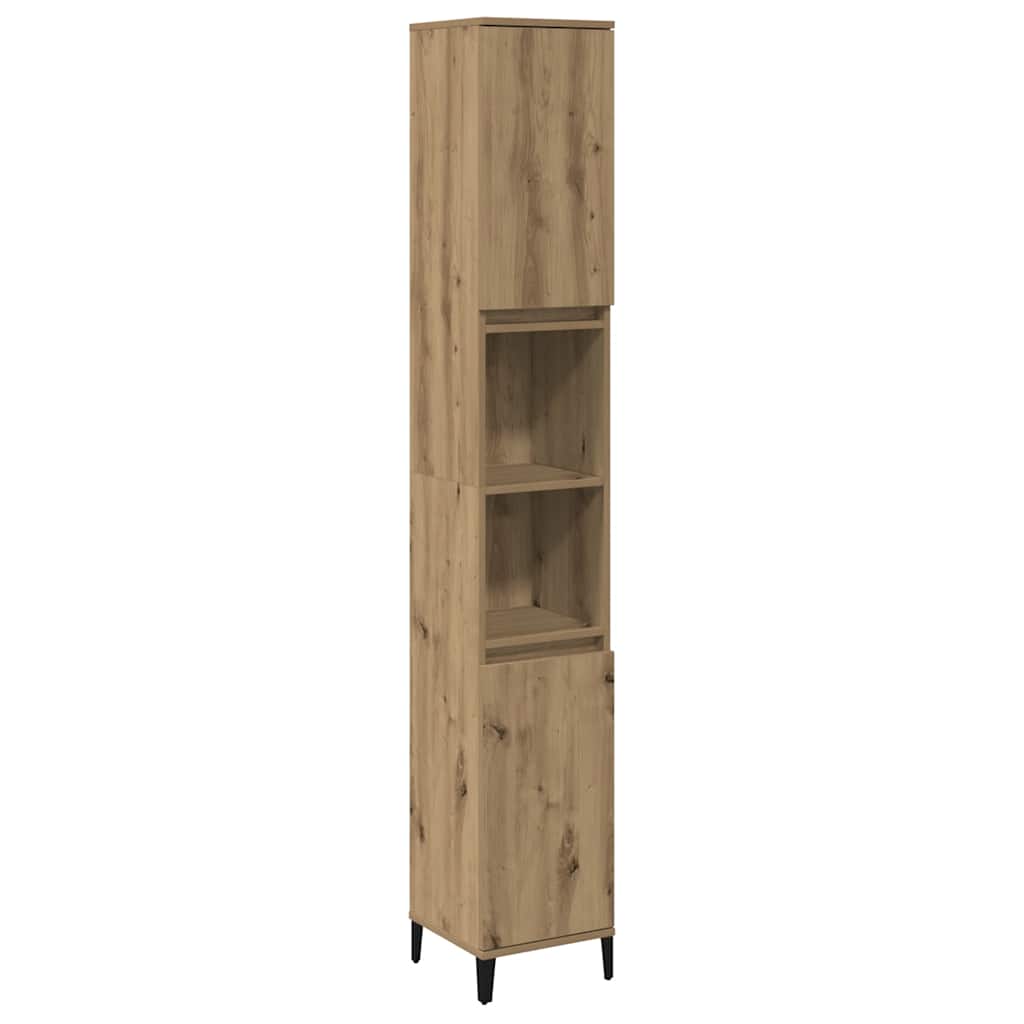 Badkamerkast 30x30x190 cm bewerkt hout artisanaal eikenkleurig is nu te koop bij PeponiXL, paradijselijk wonen!