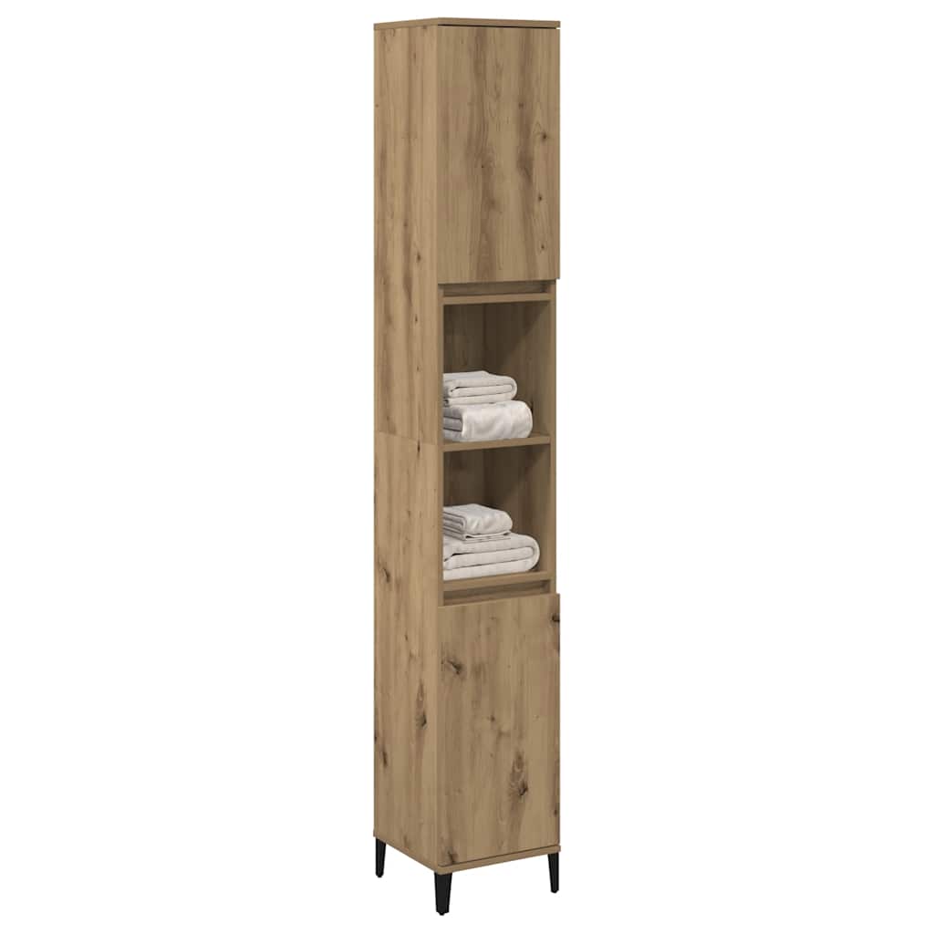 Badkamerkast 30x30x190 cm bewerkt hout artisanaal eikenkleurig is nu te koop bij PeponiXL, paradijselijk wonen!