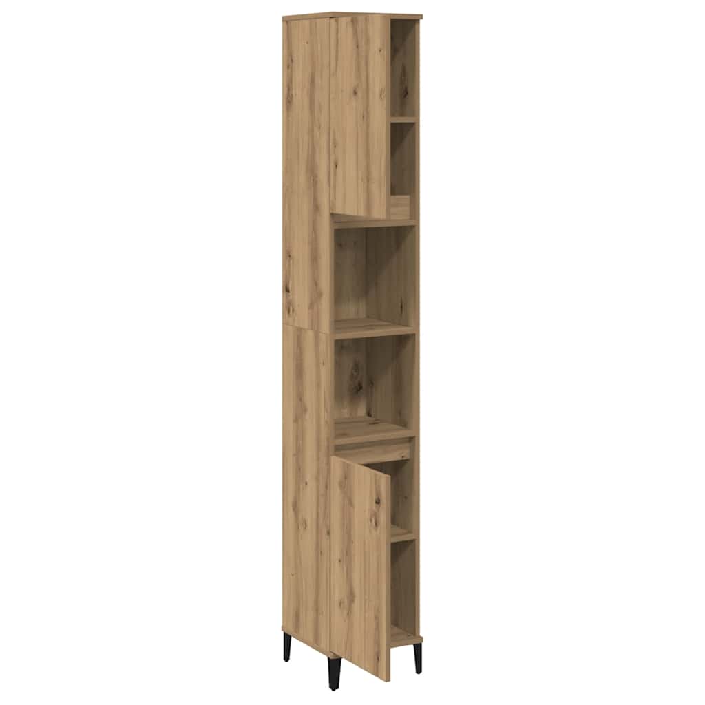 Badkamerkast 30x30x190 cm bewerkt hout artisanaal eikenkleurig is nu te koop bij PeponiXL, paradijselijk wonen!