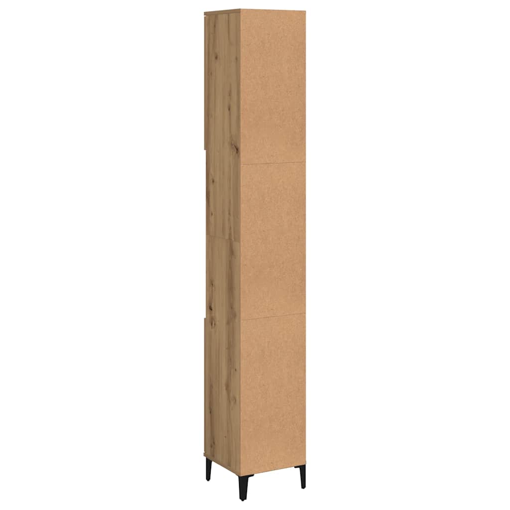 Badkamerkast 30x30x190 cm bewerkt hout artisanaal eikenkleurig is nu te koop bij PeponiXL, paradijselijk wonen!