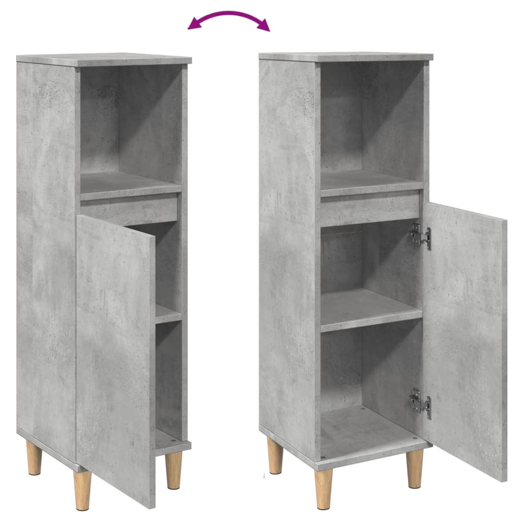 Badkamerkast 30x30x100 cm bewerkt hout betongrijs is nu te koop bij PeponiXL, paradijselijk wonen!