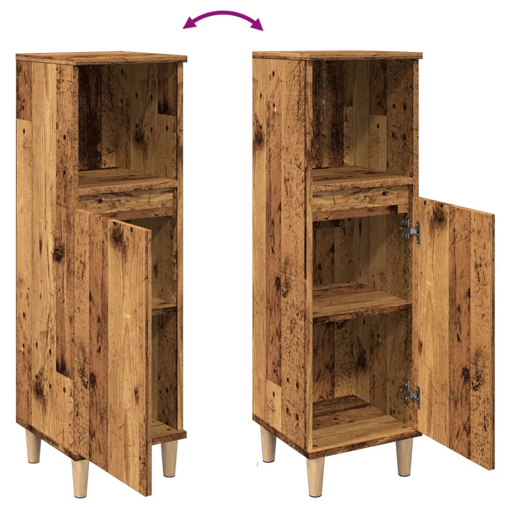 Badkamerkast 30x30x100 cm bewerkt hout oud houtkleurig is nu te koop bij PeponiXL, paradijselijk wonen!