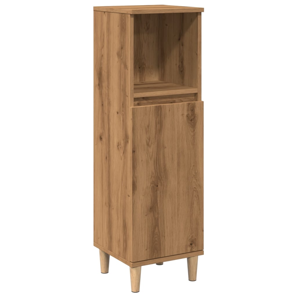 Badkamerkast 30x30x100 cm bewerkt hout artisanaal eikenkleurig is nu te koop bij PeponiXL, paradijselijk wonen!