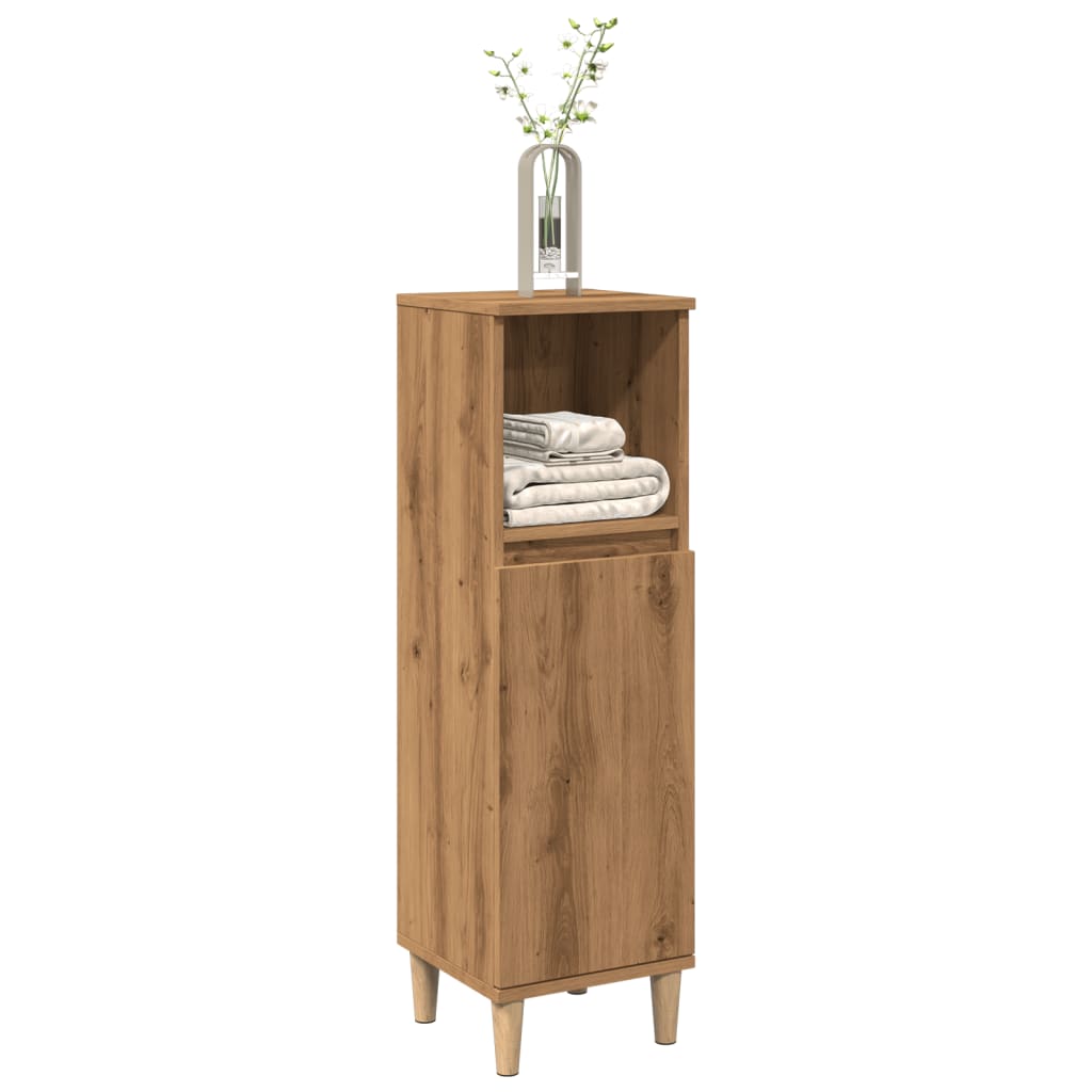 Badkamerkast 30x30x100 cm bewerkt hout artisanaal eikenkleurig is nu te koop bij PeponiXL, paradijselijk wonen!