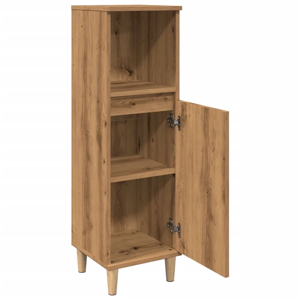 Badkamerkast 30x30x100 cm bewerkt hout artisanaal eikenkleurig is nu te koop bij PeponiXL, paradijselijk wonen!