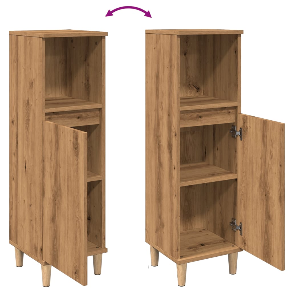 Badkamerkast 30x30x100 cm bewerkt hout artisanaal eikenkleurig is nu te koop bij PeponiXL, paradijselijk wonen!