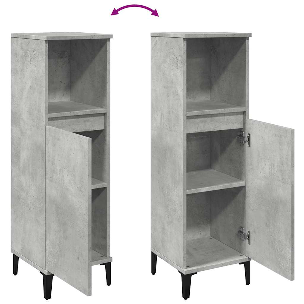 Badkamerkast 30x30x100 cm bewerkt hout betongrijs is nu te koop bij PeponiXL, paradijselijk wonen!