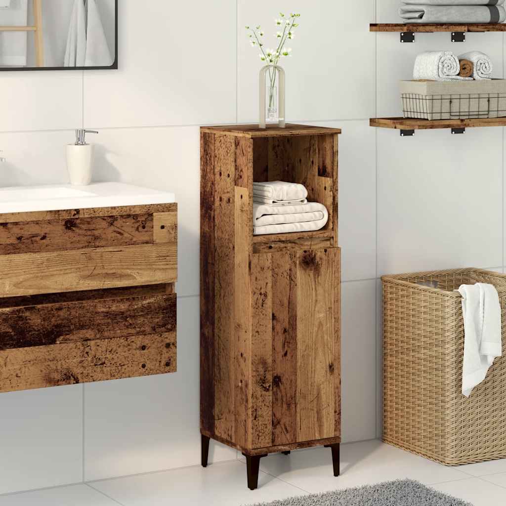 Badkamerkast 30x30x100 cm bewerkt hout oud houtkleurig is nu te koop bij PeponiXL, paradijselijk wonen!