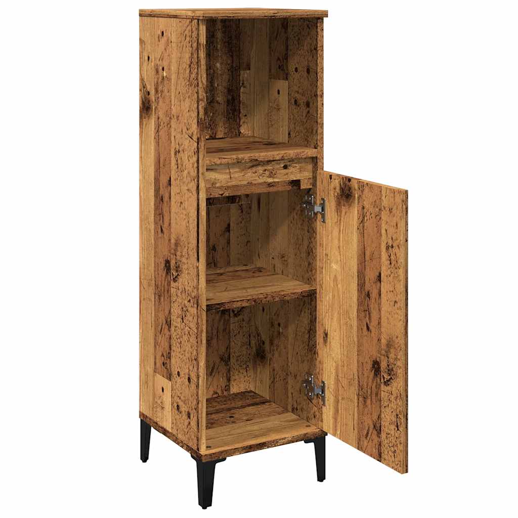 Badkamerkast 30x30x100 cm bewerkt hout oud houtkleurig is nu te koop bij PeponiXL, paradijselijk wonen!