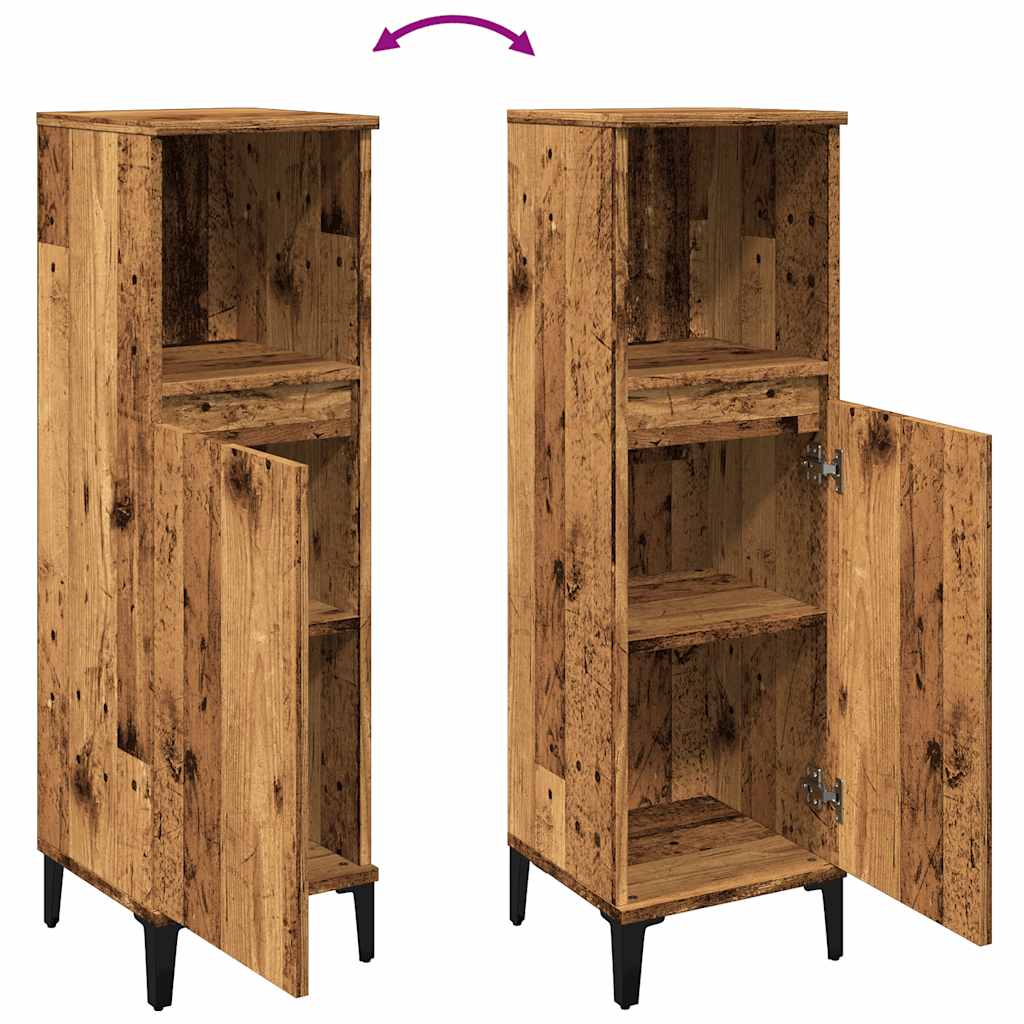 Badkamerkast 30x30x100 cm bewerkt hout oud houtkleurig is nu te koop bij PeponiXL, paradijselijk wonen!