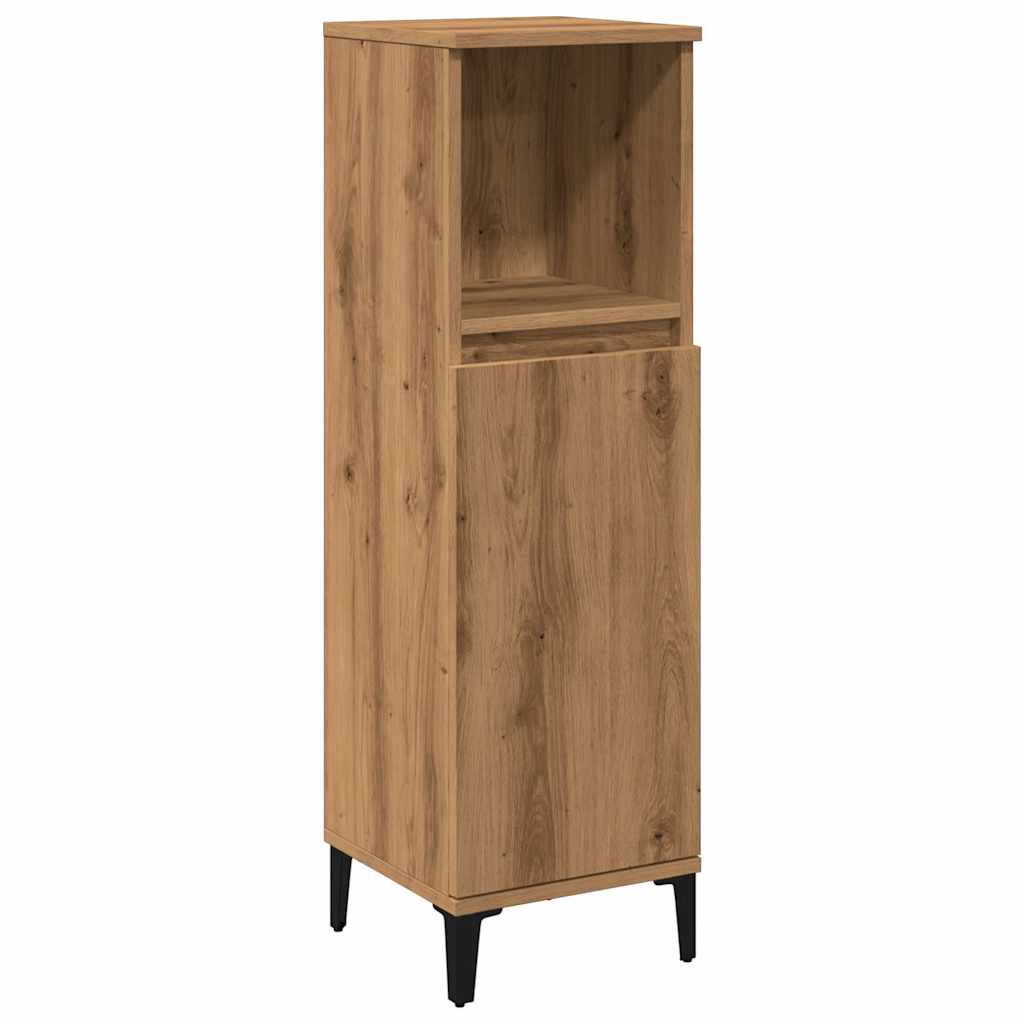 Badkamerkast 30x30x100 cm bewerkt hout artisanaal eikenkleurig is nu te koop bij PeponiXL, paradijselijk wonen!