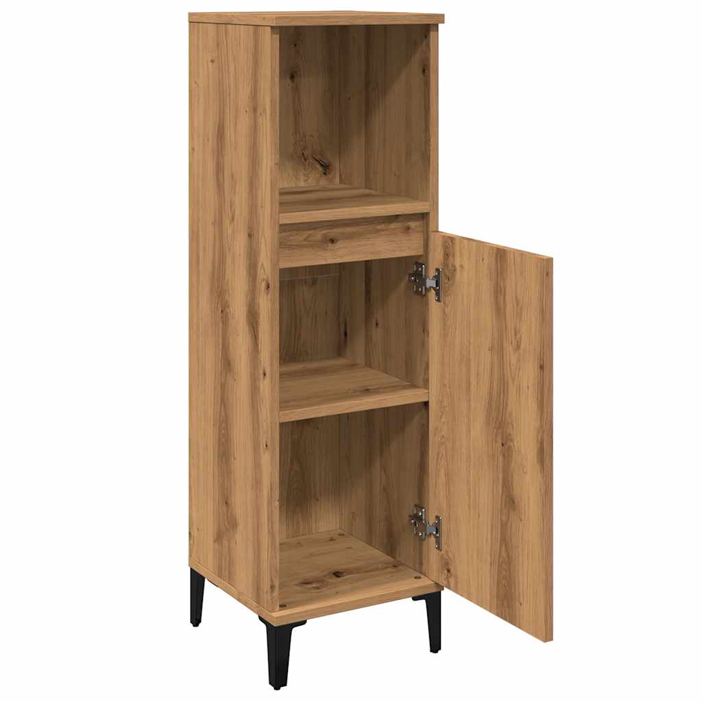 Badkamerkast 30x30x100 cm bewerkt hout artisanaal eikenkleurig is nu te koop bij PeponiXL, paradijselijk wonen!