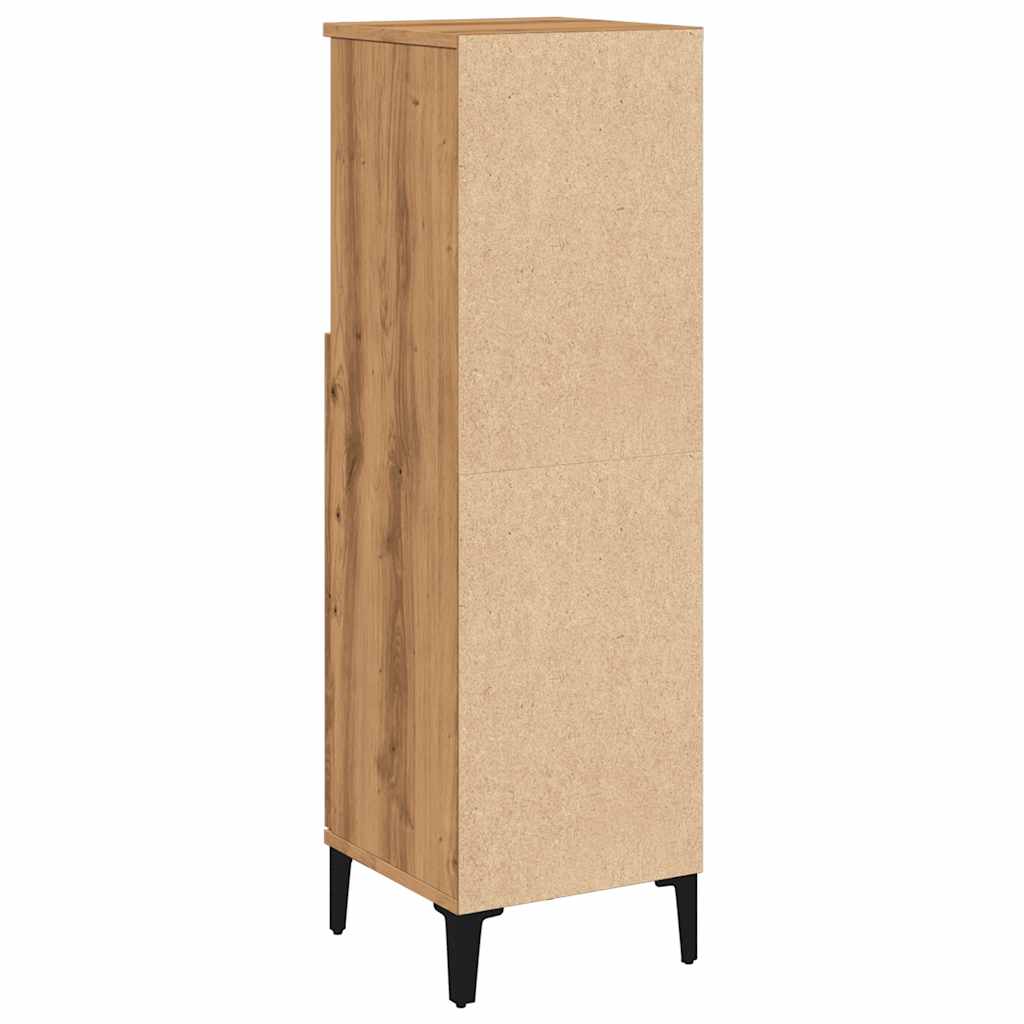 Badkamerkast 30x30x100 cm bewerkt hout artisanaal eikenkleurig is nu te koop bij PeponiXL, paradijselijk wonen!