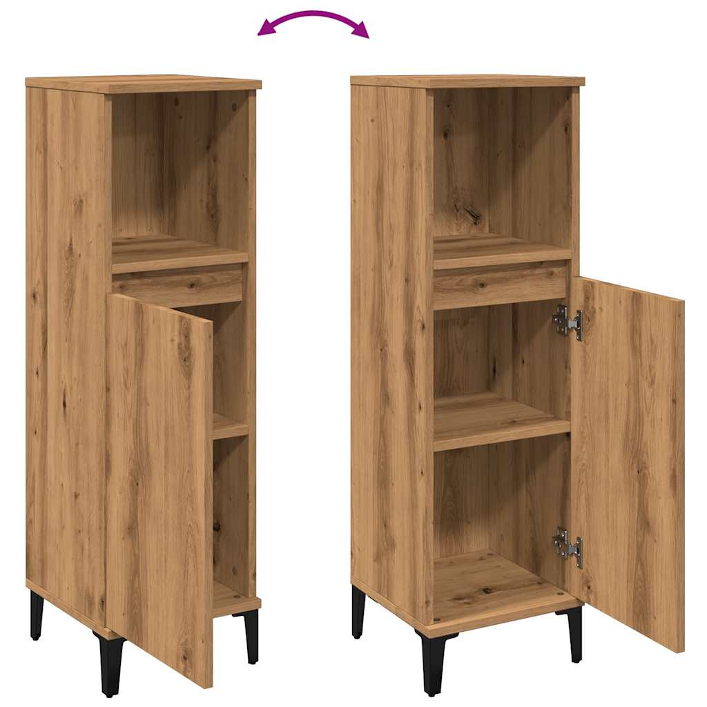 Badkamerkast 30x30x100 cm bewerkt hout artisanaal eikenkleurig is nu te koop bij PeponiXL, paradijselijk wonen!
