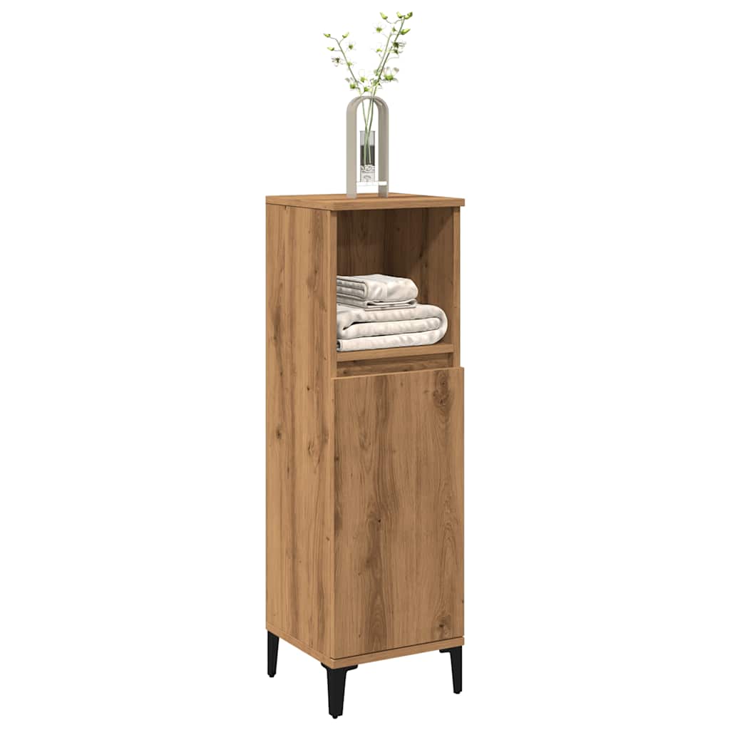 Badkamerkast 30x30x100 cm bewerkt hout artisanaal eikenkleurig is nu te koop bij PeponiXL, paradijselijk wonen!