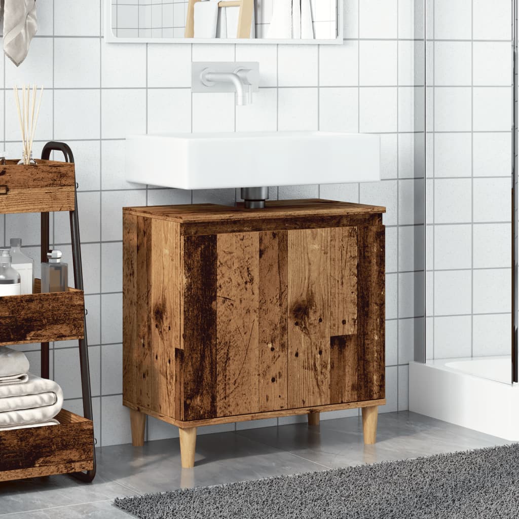 Wastafelkast 58x33x60 cm bewerkt hout oud houtkleurig is nu te koop bij PeponiXL, paradijselijk wonen!