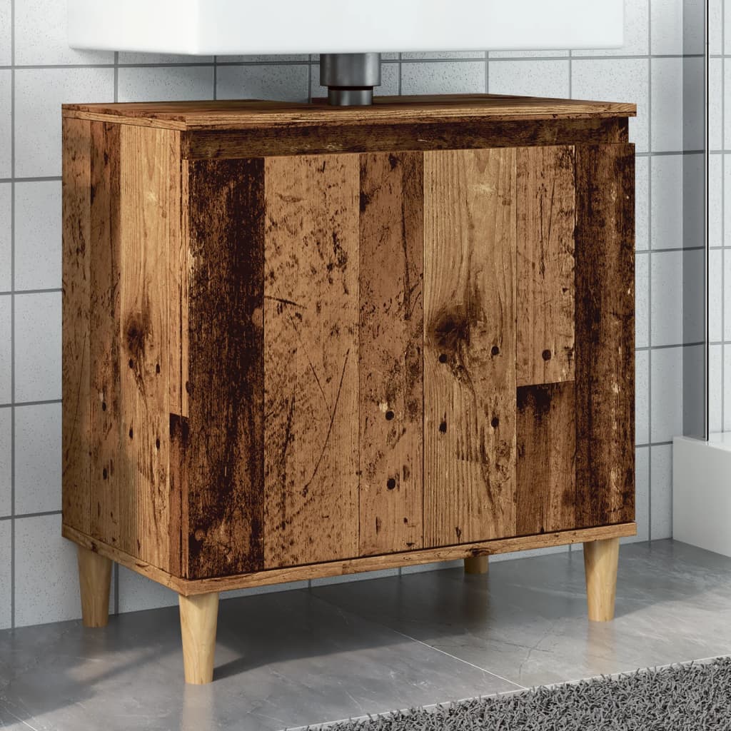 Wastafelkast 58x33x60 cm bewerkt hout oud houtkleurig is nu te koop bij PeponiXL, paradijselijk wonen!