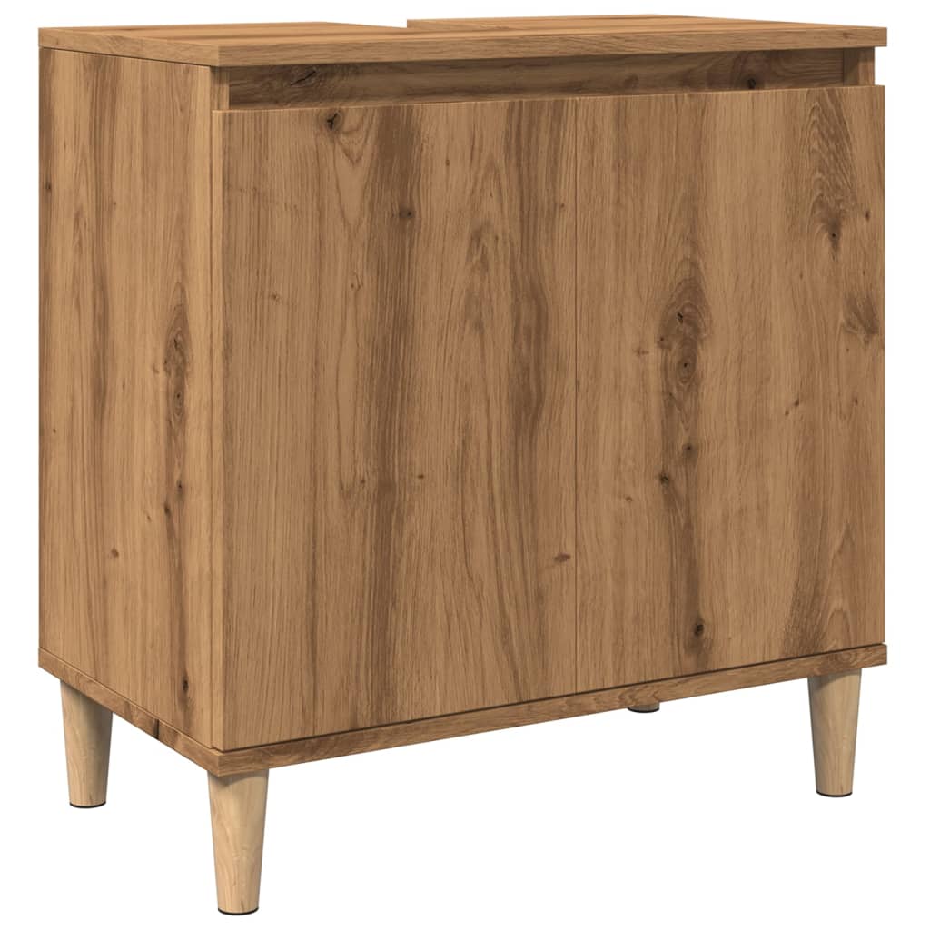 Wastafelkast 58x33x60 cm bewerkt hout artisanaal eikenkleur is nu te koop bij PeponiXL, paradijselijk wonen!