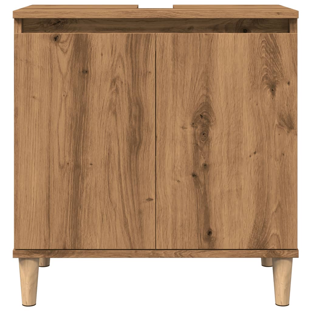 Wastafelkast 58x33x60 cm bewerkt hout artisanaal eikenkleur is nu te koop bij PeponiXL, paradijselijk wonen!
