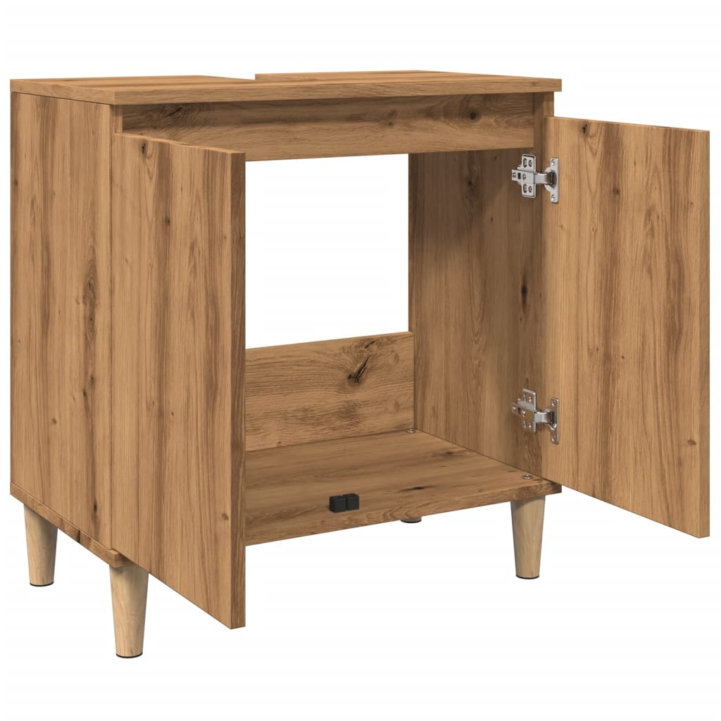 Wastafelkast 58x33x60 cm bewerkt hout artisanaal eikenkleur is nu te koop bij PeponiXL, paradijselijk wonen!