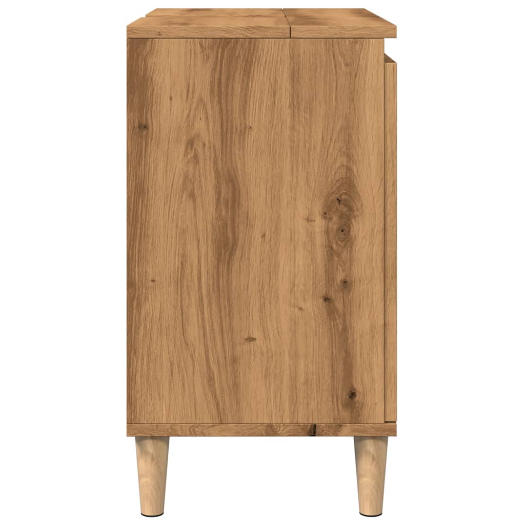 Wastafelkast 58x33x60 cm bewerkt hout artisanaal eikenkleur is nu te koop bij PeponiXL, paradijselijk wonen!