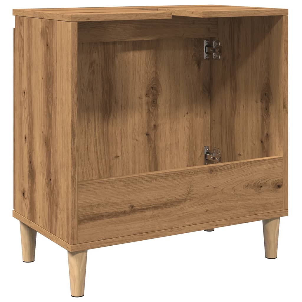 Wastafelkast 58x33x60 cm bewerkt hout artisanaal eikenkleur is nu te koop bij PeponiXL, paradijselijk wonen!
