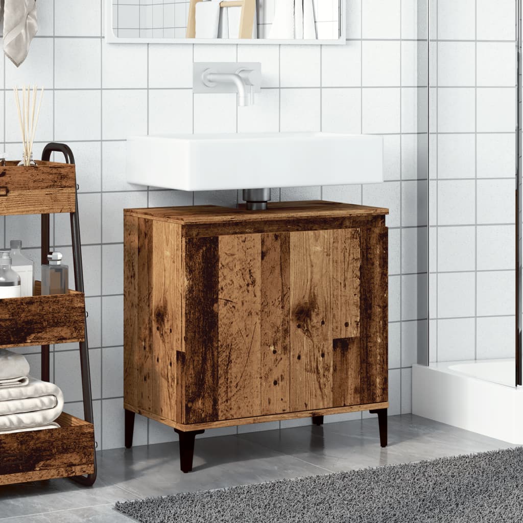 Wastafelkast 58x33x60 cm bewerkt hout oud houtkleurig is nu te koop bij PeponiXL, paradijselijk wonen!
