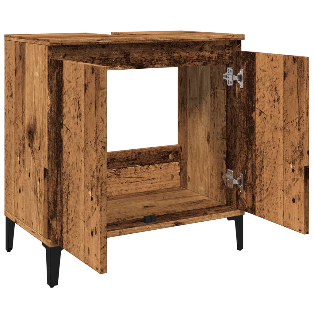 Wastafelkast 58x33x60 cm bewerkt hout oud houtkleurig is nu te koop bij PeponiXL, paradijselijk wonen!