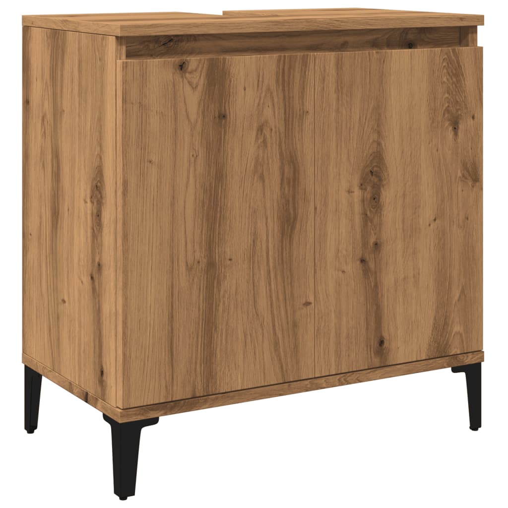 Wastafelkast 58x33x60 cm bewerkt hout artisanaal eikenkleur is nu te koop bij PeponiXL, paradijselijk wonen!
