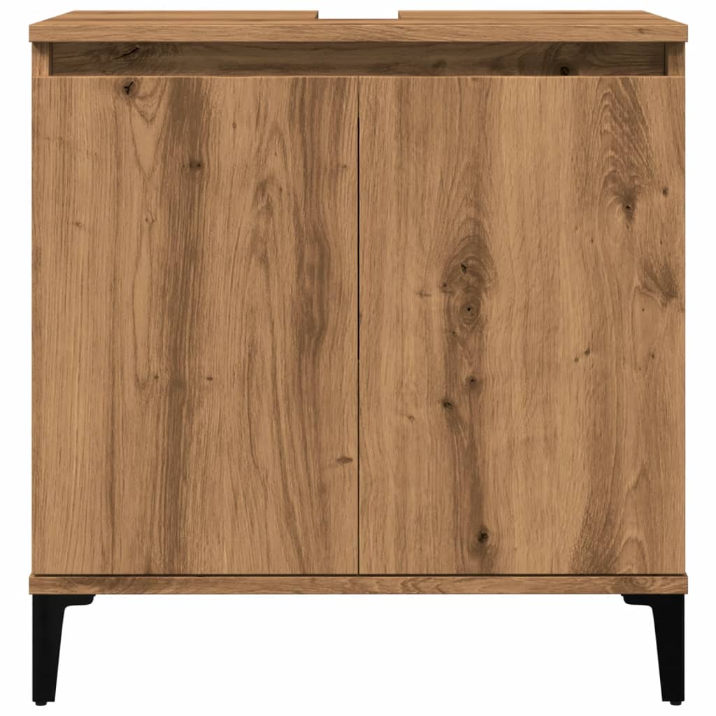 Wastafelkast 58x33x60 cm bewerkt hout artisanaal eikenkleur is nu te koop bij PeponiXL, paradijselijk wonen!