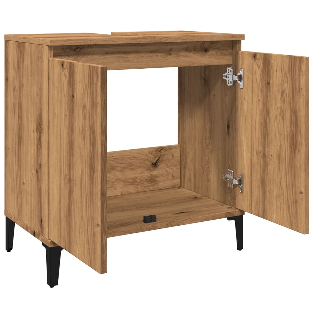 Wastafelkast 58x33x60 cm bewerkt hout artisanaal eikenkleur is nu te koop bij PeponiXL, paradijselijk wonen!