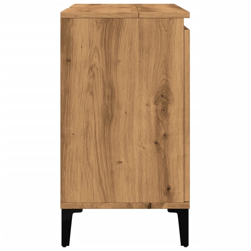 Wastafelkast 58x33x60 cm bewerkt hout artisanaal eikenkleur is nu te koop bij PeponiXL, paradijselijk wonen!