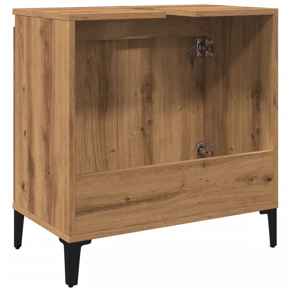 Wastafelkast 58x33x60 cm bewerkt hout artisanaal eikenkleur is nu te koop bij PeponiXL, paradijselijk wonen!