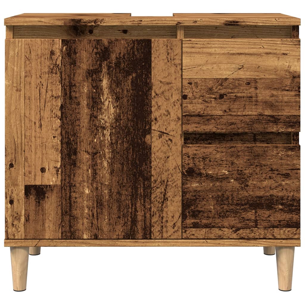 Wastafelkast 65x33x60 cm bewerkt hout oud houtkleurig is nu te koop bij PeponiXL, paradijselijk wonen!